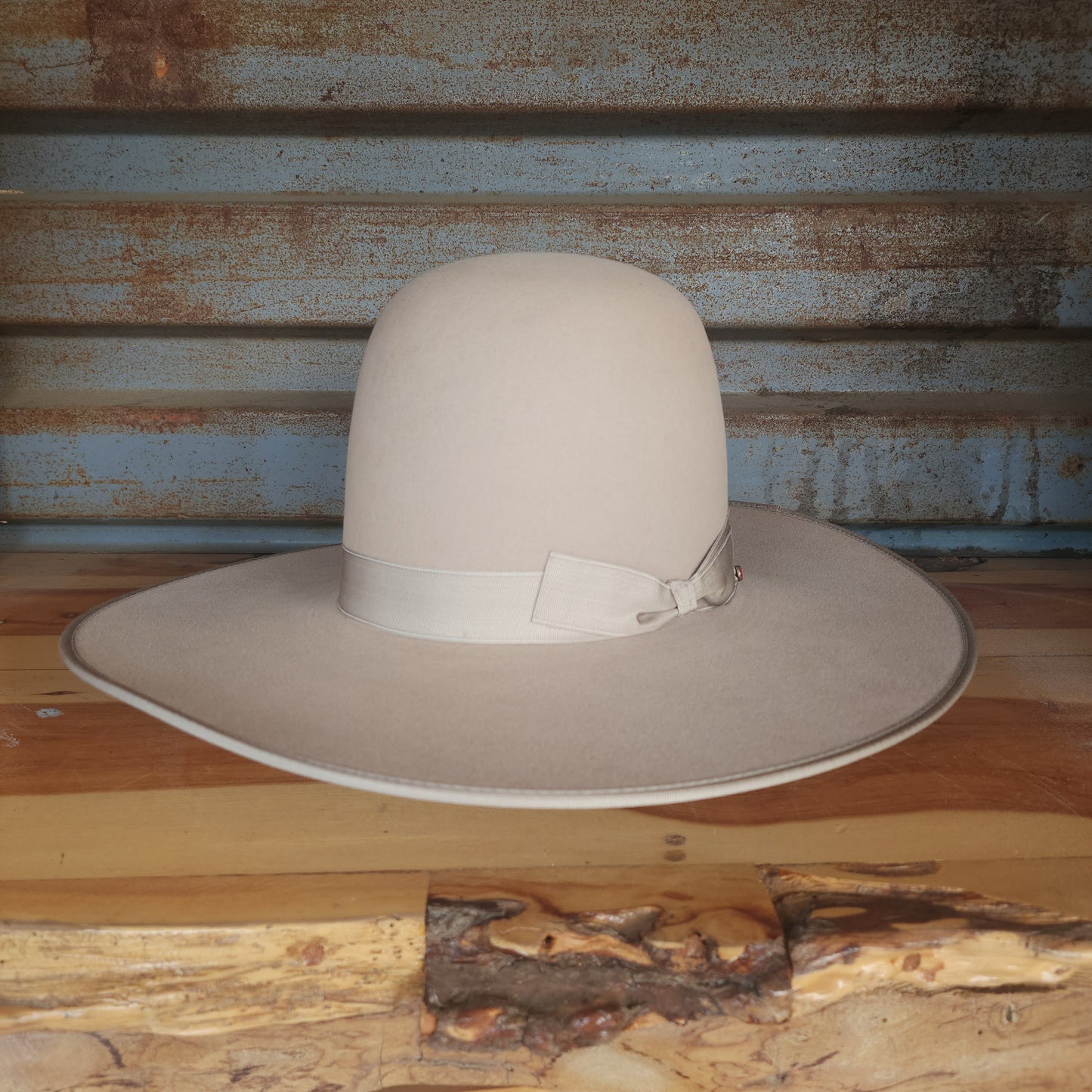 Tacchino 10X Beaver Fur Felt Hat Silverbelly Bound Edge 7" Tall Crown 4.5" Brim Silverbelly