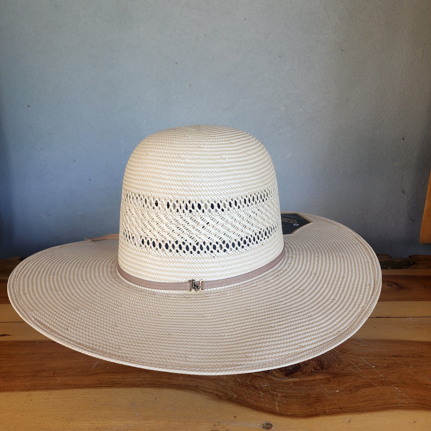 Los Vaqueros Straw Hat Open Regular Crown Corral Tan White