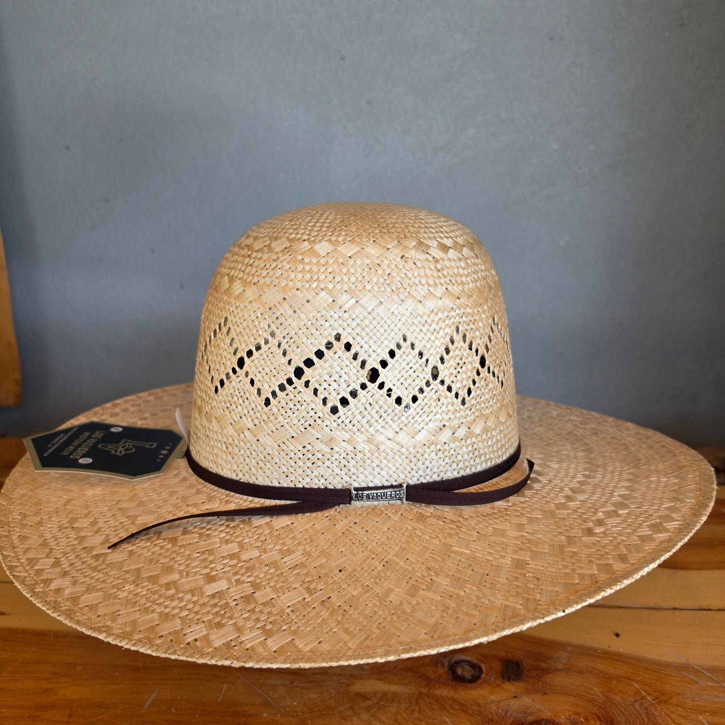 Los Vaqueros Straw Hat Open Regular Crown Sisal Diamonds Tan