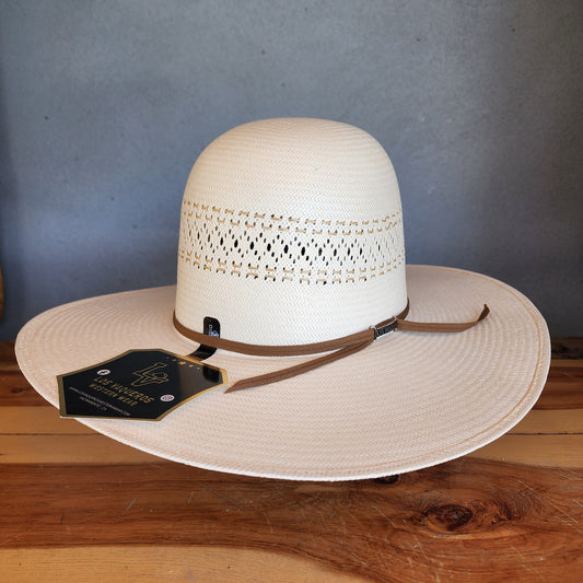 Los Vaqueros Straw Hat Open Regular Crown Short Horn White