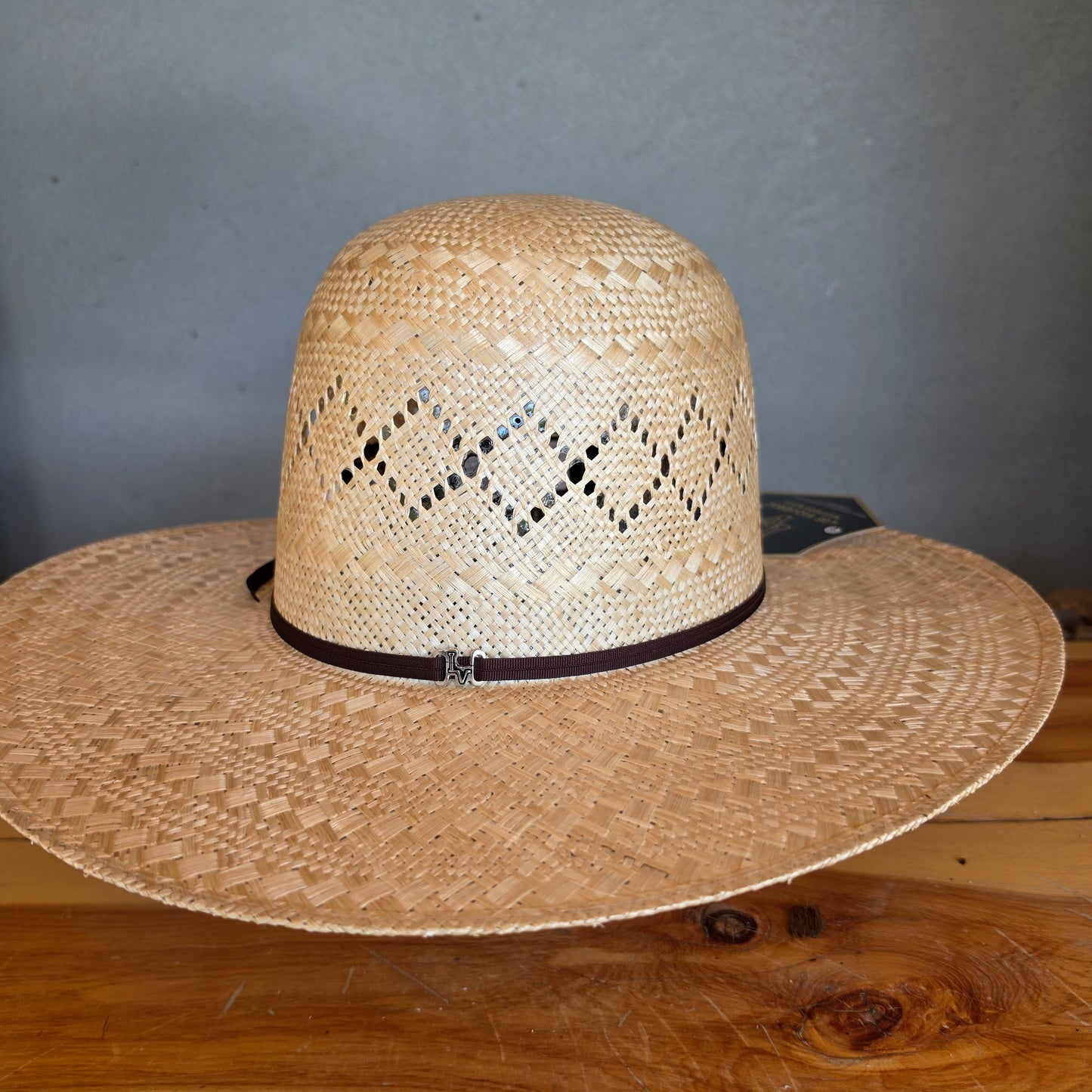 Los Vaqueros Straw Hat Open Regular Crown Sisal Diamonds Tan