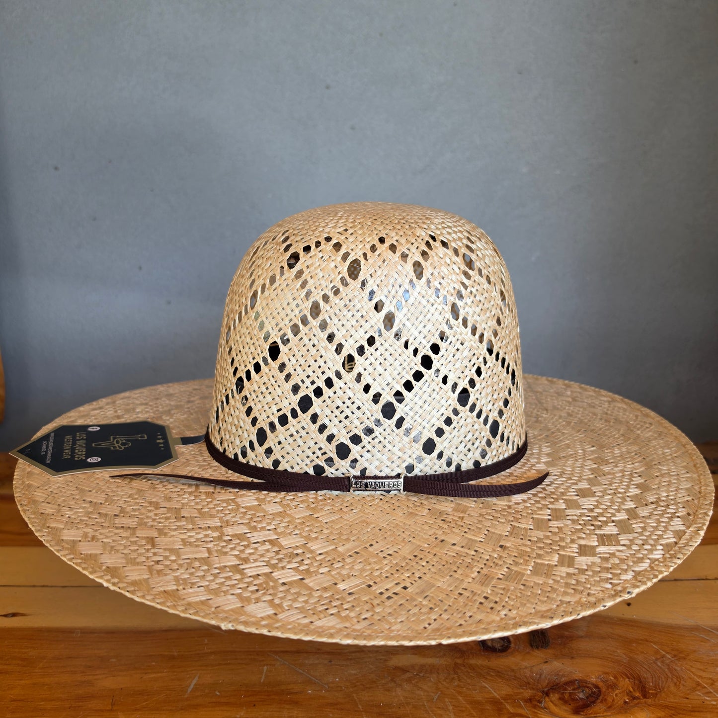 Los Vaqueros Straw Hat Open Regular Crown Sisal Patchwork Tan