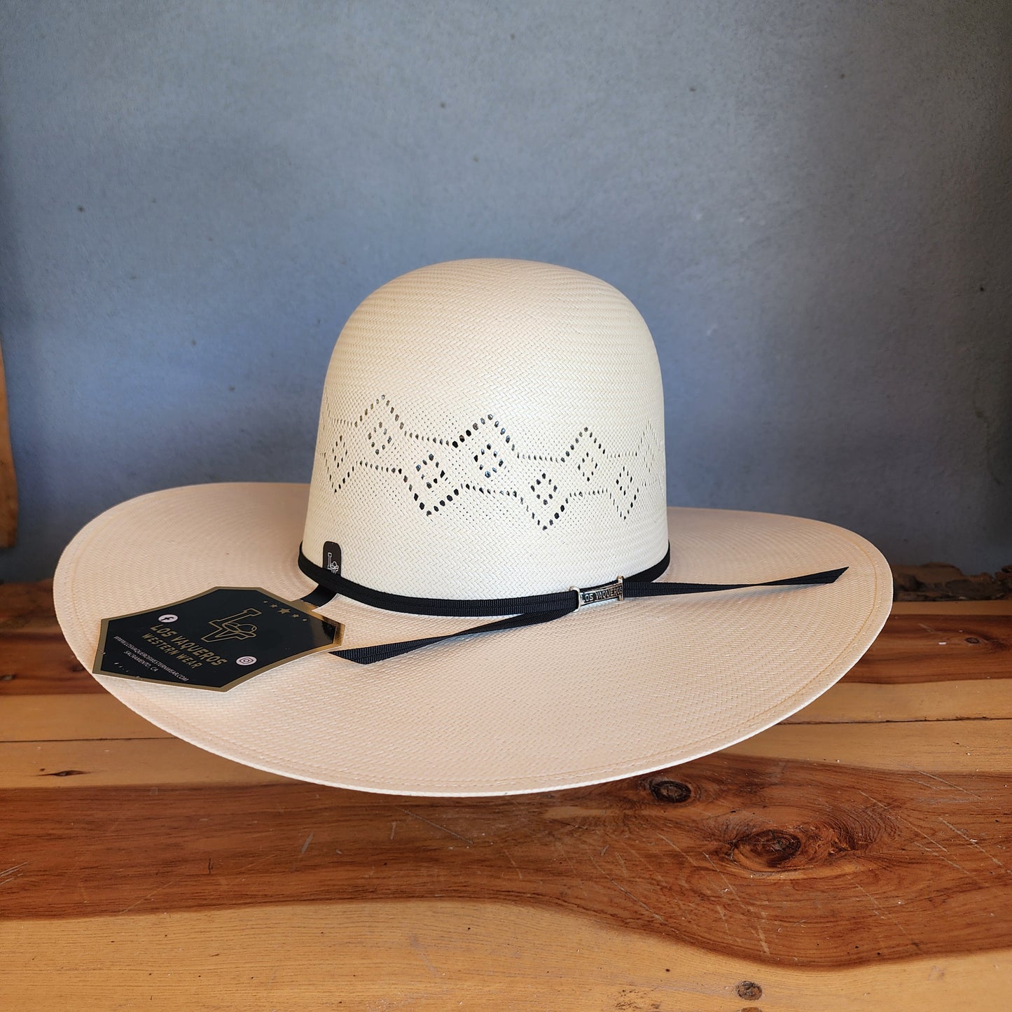 Los Vaqueros Straw Hat Open Regular Crown Broncbank White