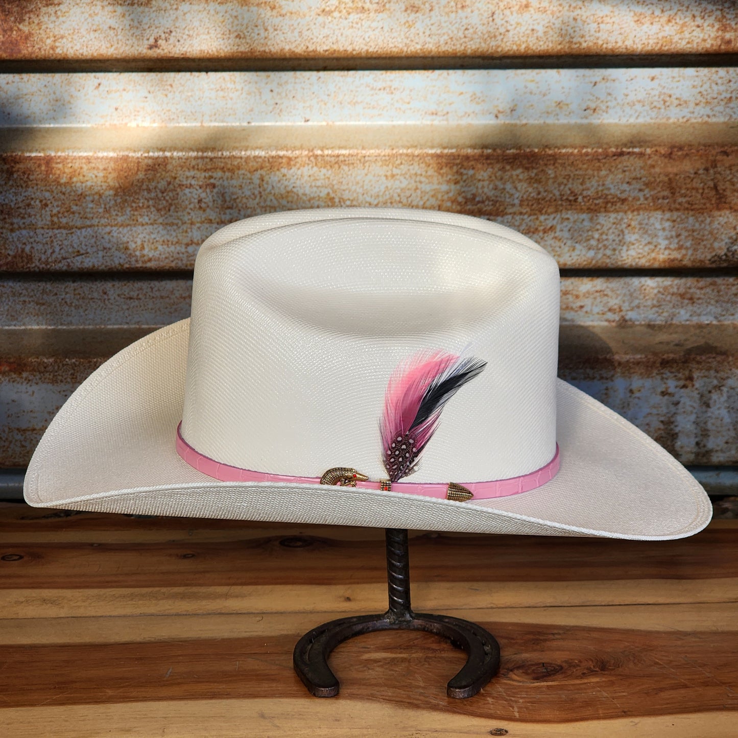Laredo Straw Hat Telar "LA DAMA" Regular Crown 1000x Estilo Sinaloa WHITE/PINK