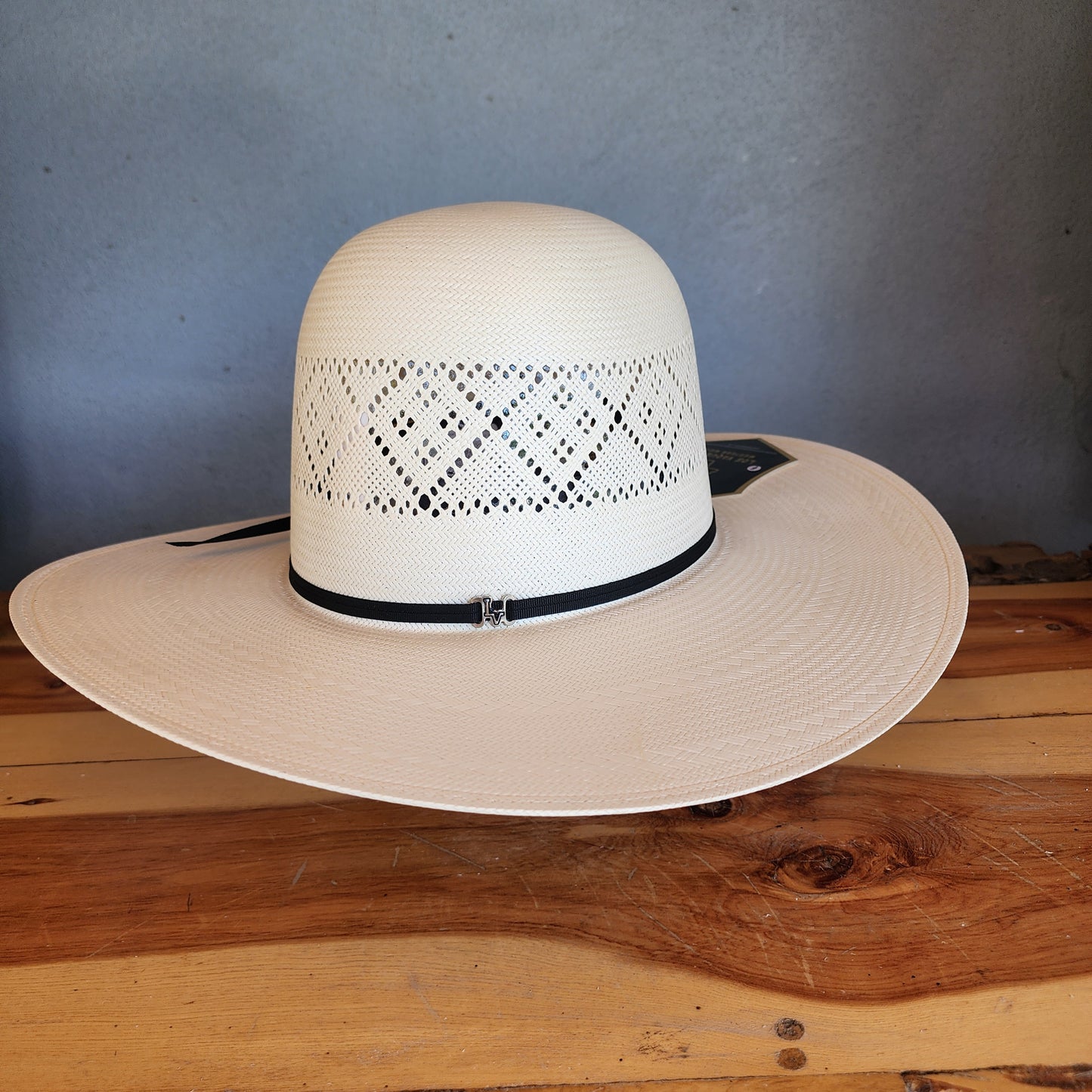 Los Vaqueros Straw Hat Open Regular Crown Four In A Diamond White