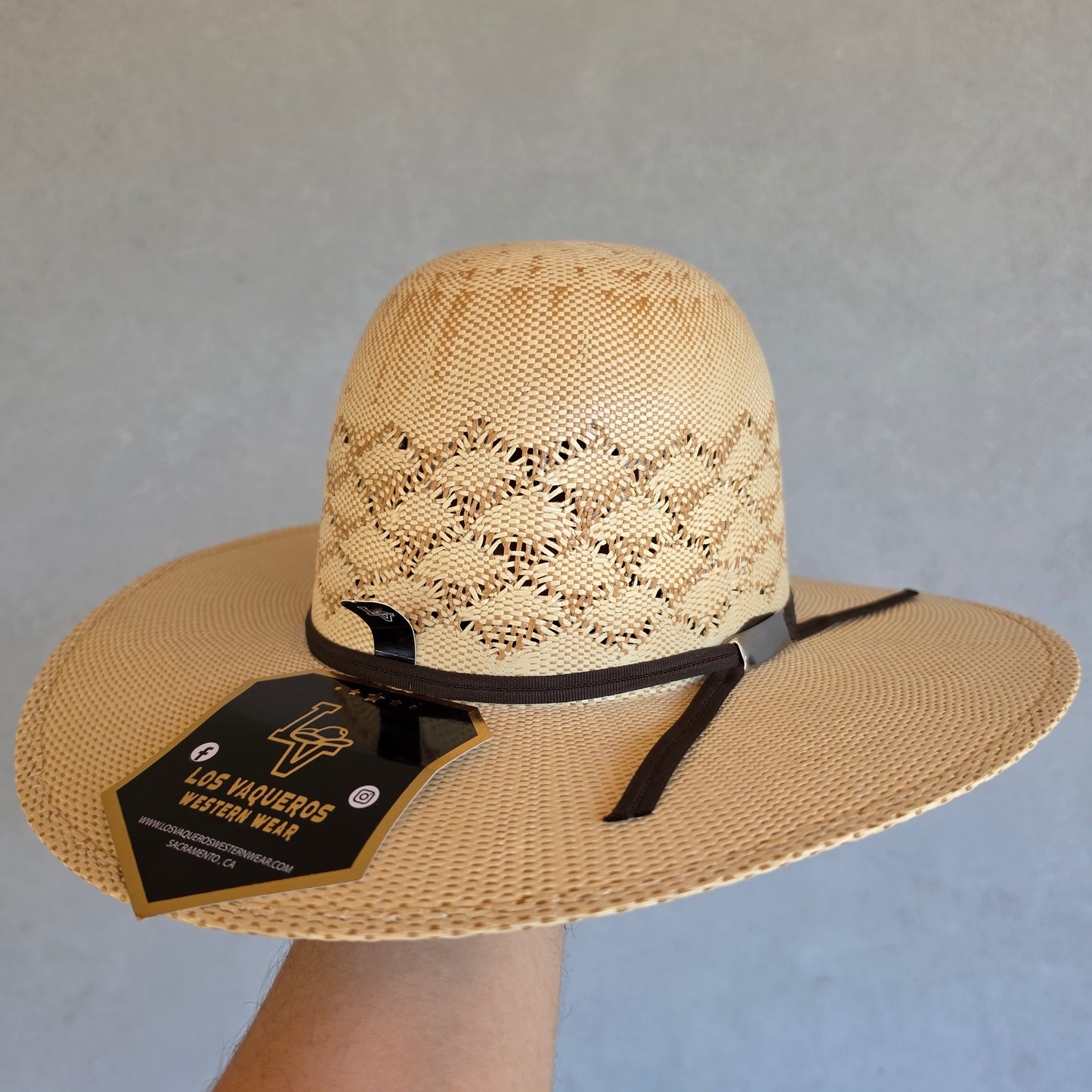 Los Vaqueros Kids Straw Hat Open Regular Crown Bangora Beehive Tan Copper