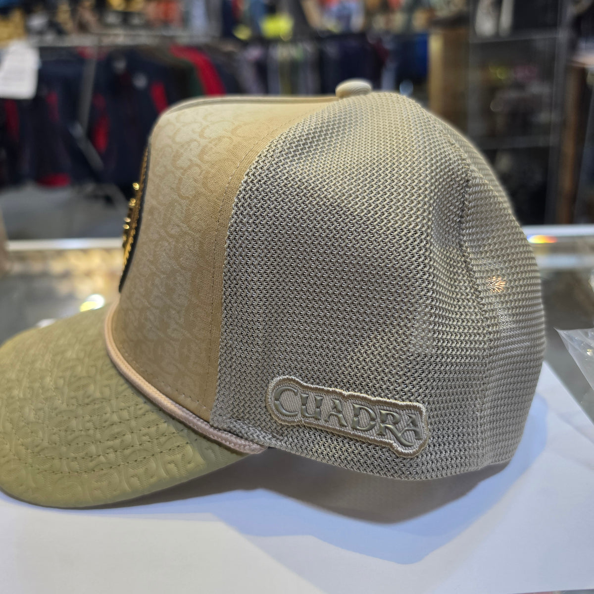 Cuadra Gold Metal Patch Leather Cap Snapback CP012