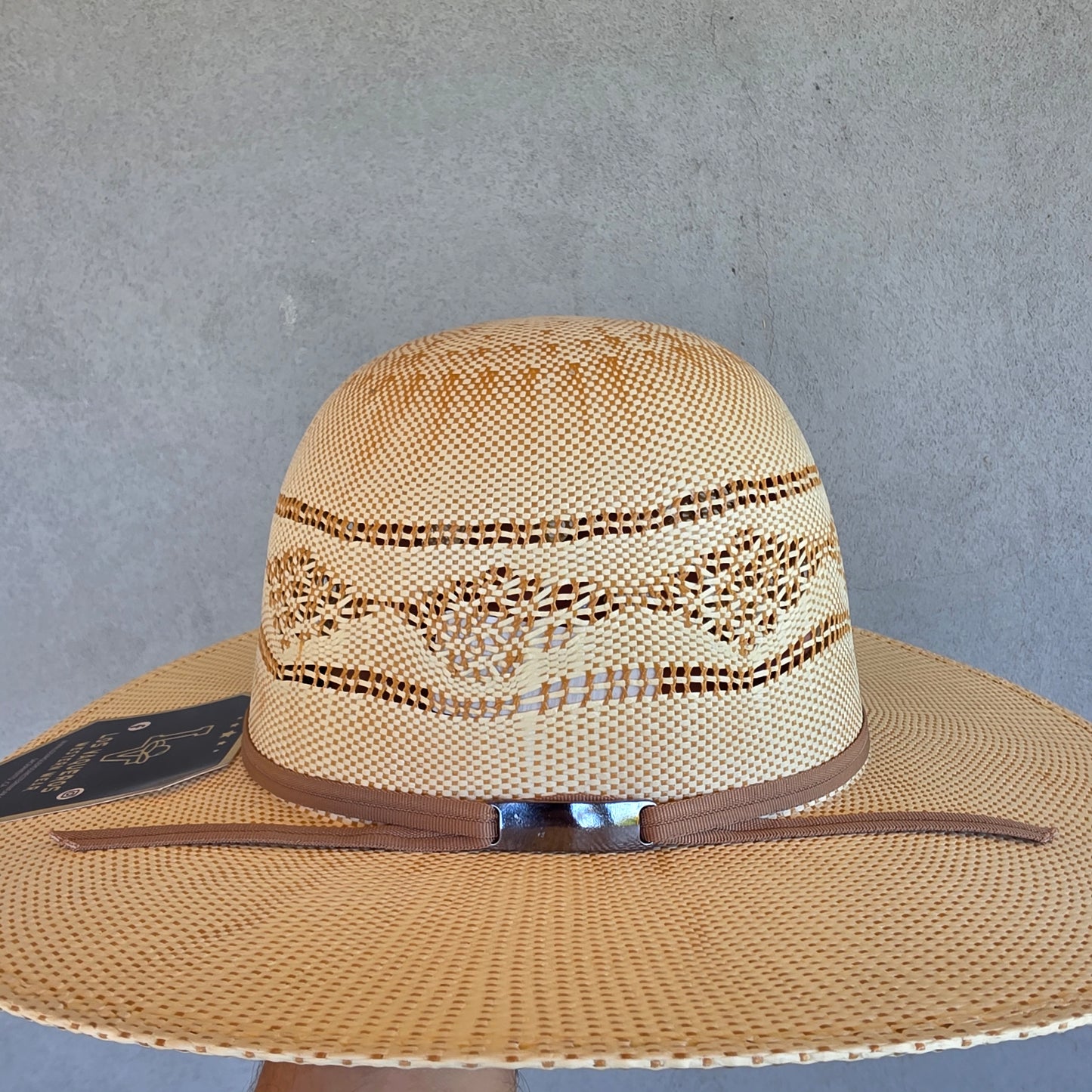 Los Vaqueros Kids Straw Hat Open Regular Crown Bangora Stars White Copper