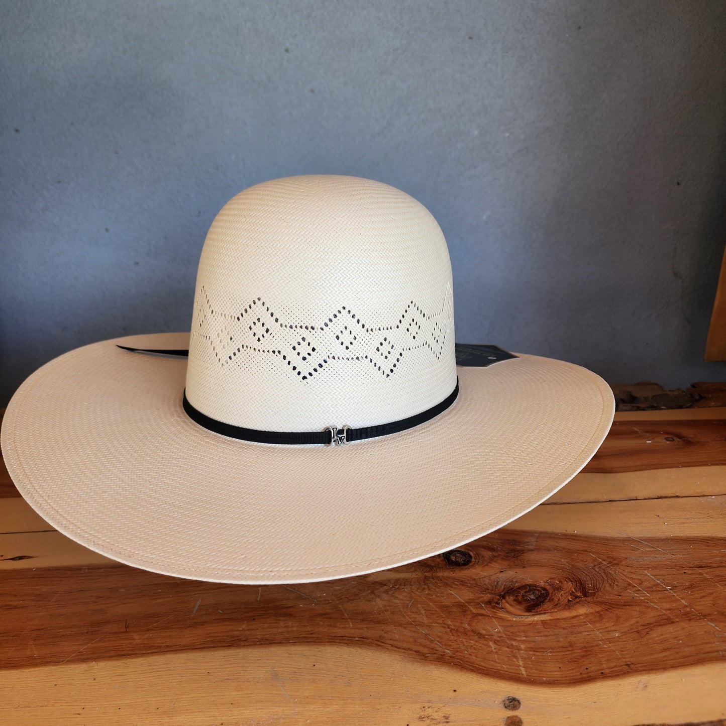 Los Vaqueros Straw Hat Open Regular Crown Broncbank White