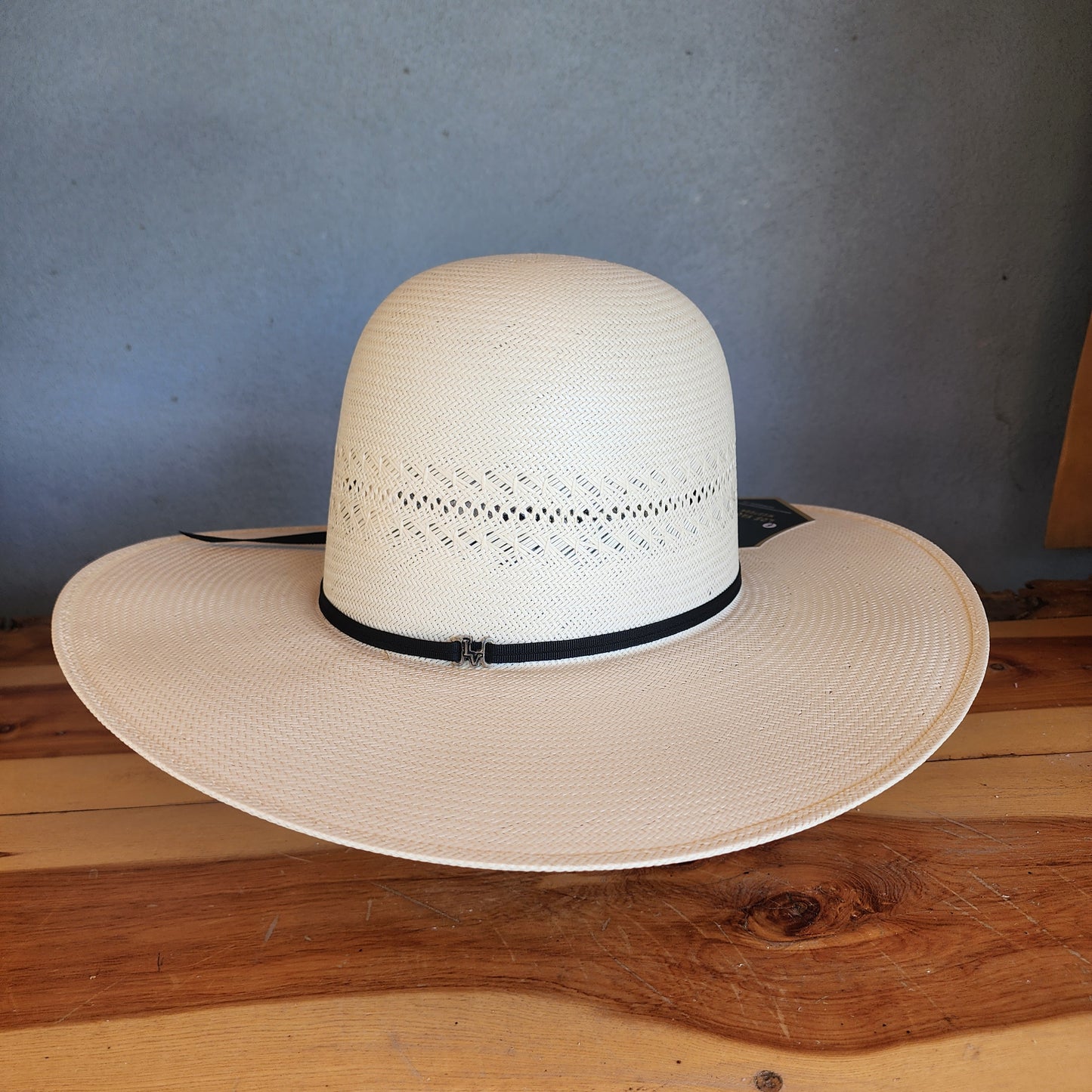 Los Vaqueros Straw Hat Open Regular Crown Narrow Road White