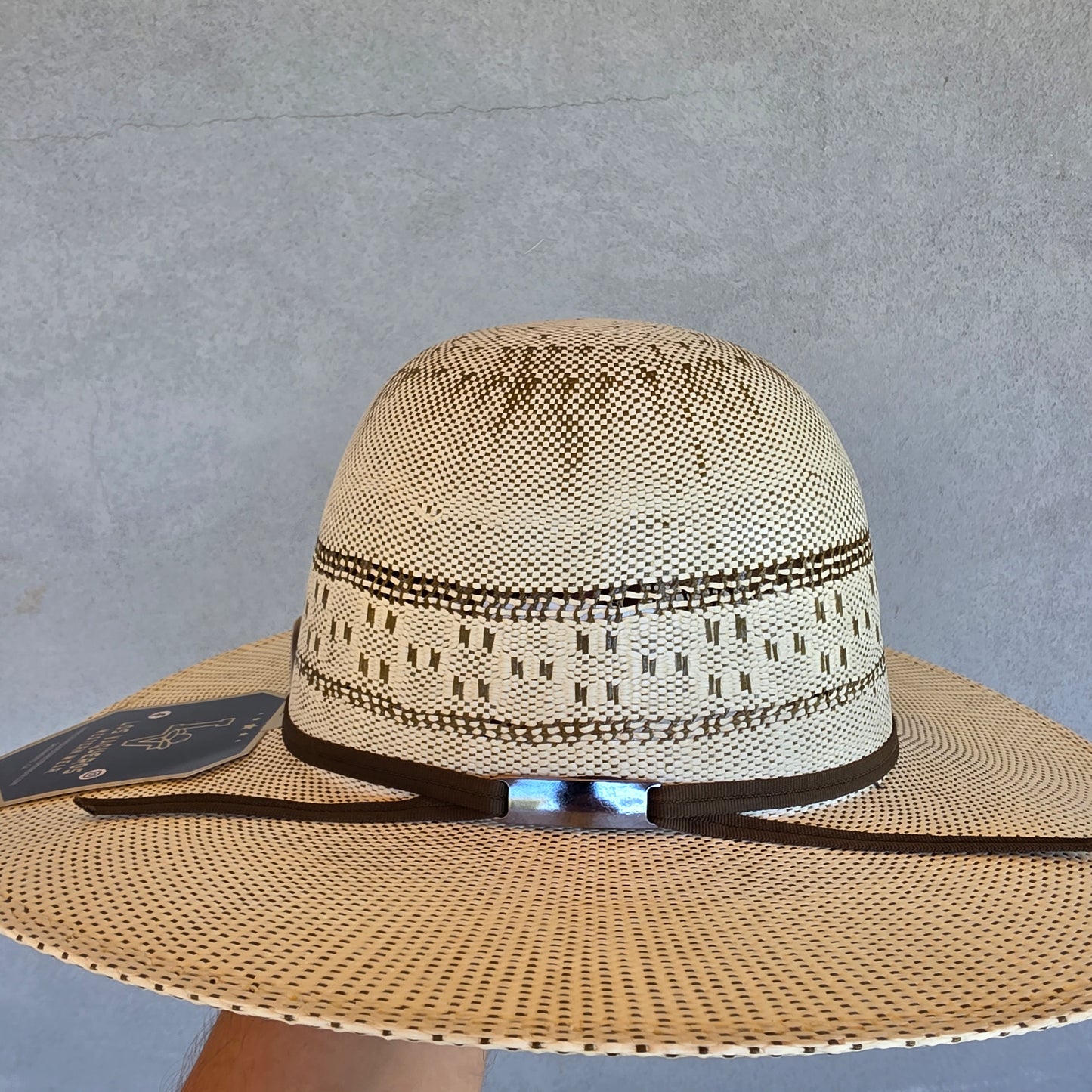 Los Vaqueros Kids Straw Hat Open Regular Crown Bangora Chess Tan Olive