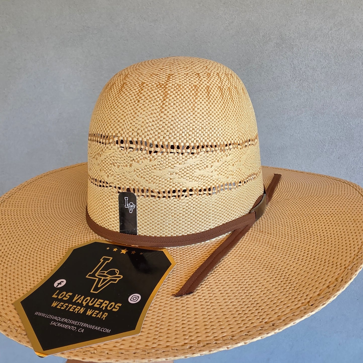 Los Vaqueros Kids Straw Hat Open Regular Crown Bangora Dirty Road Tan Copper