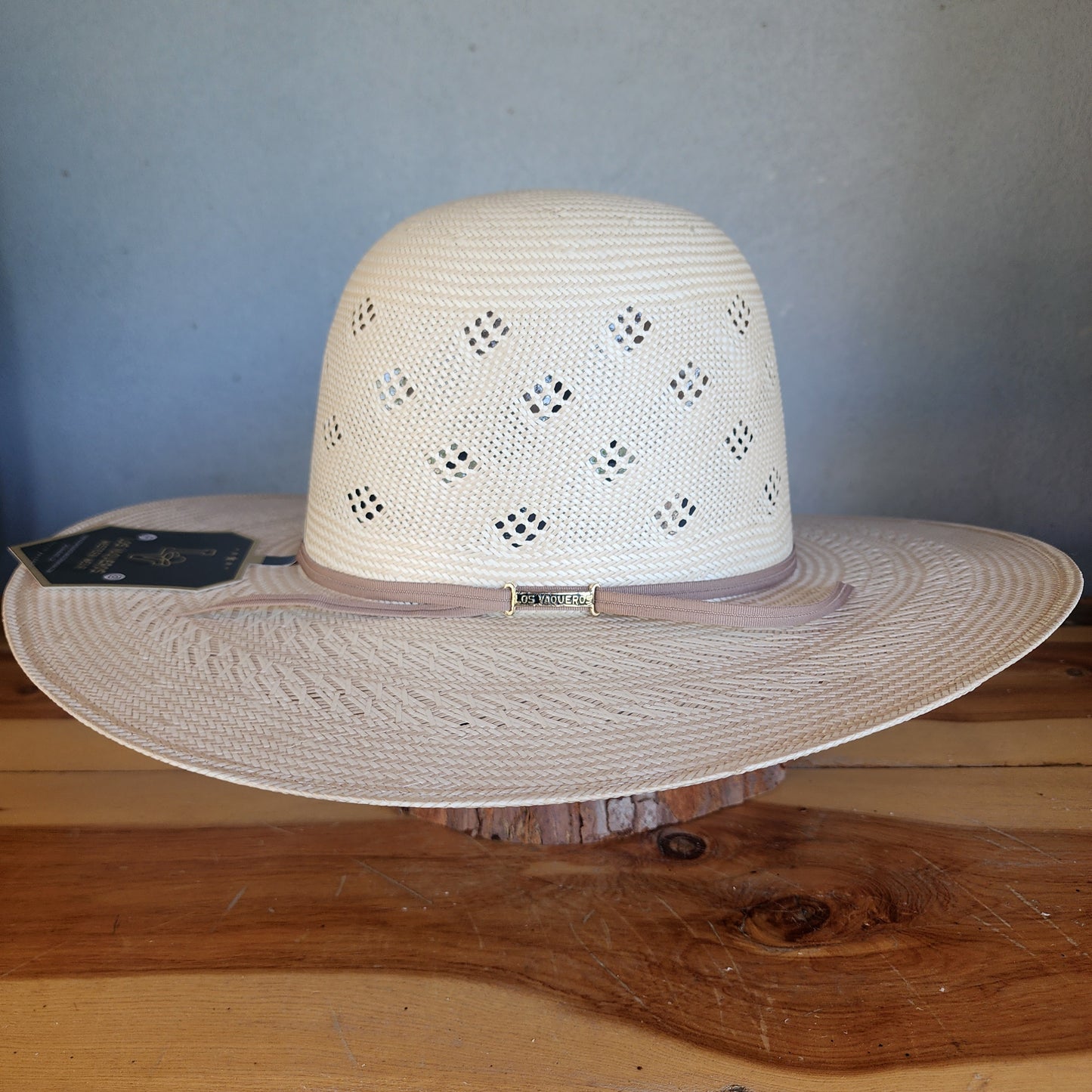Los Vaqueros Straw Hat Open Regular Crown Diamond Conley Tan White