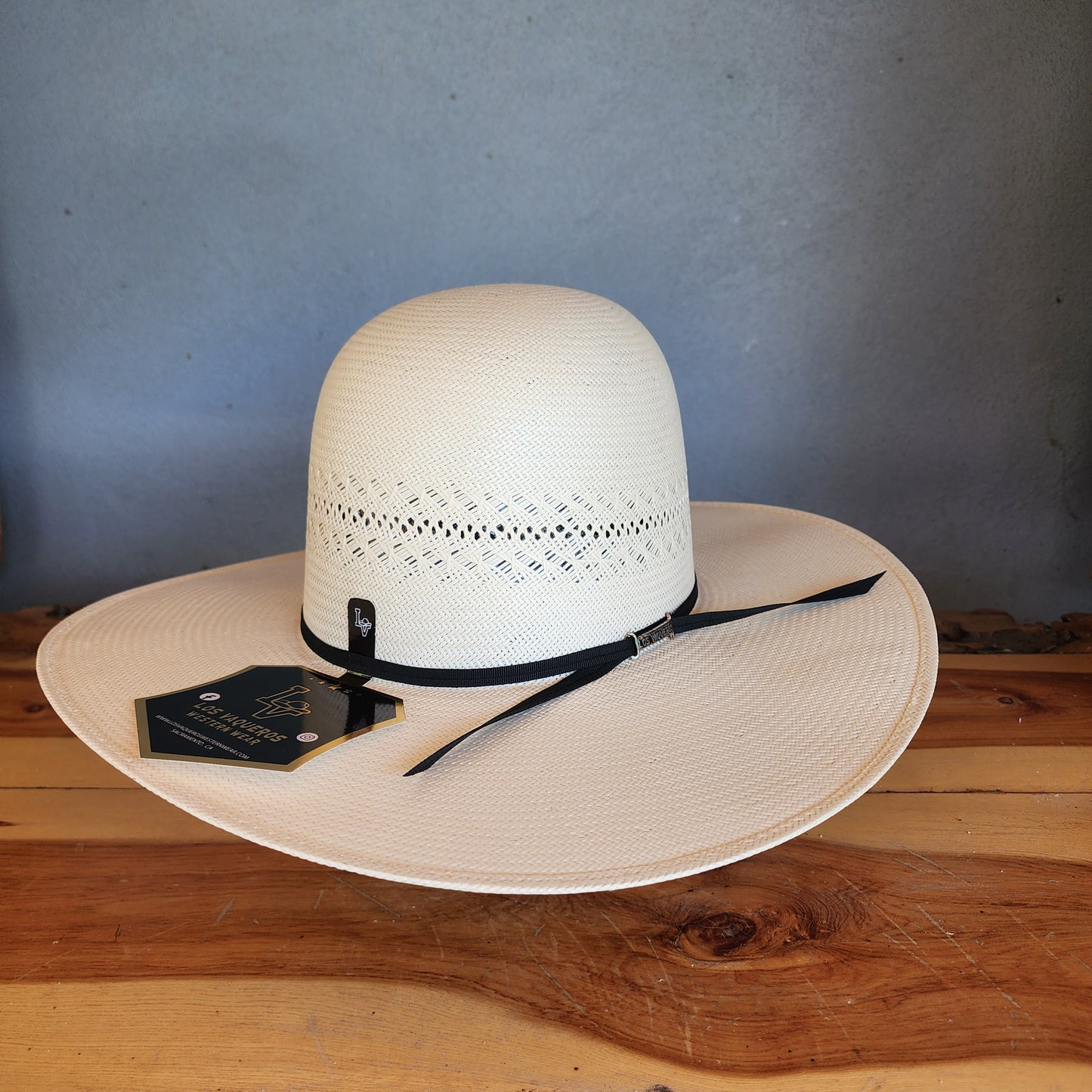 Los Vaqueros Straw Hat Open Regular Crown Narrow Road White