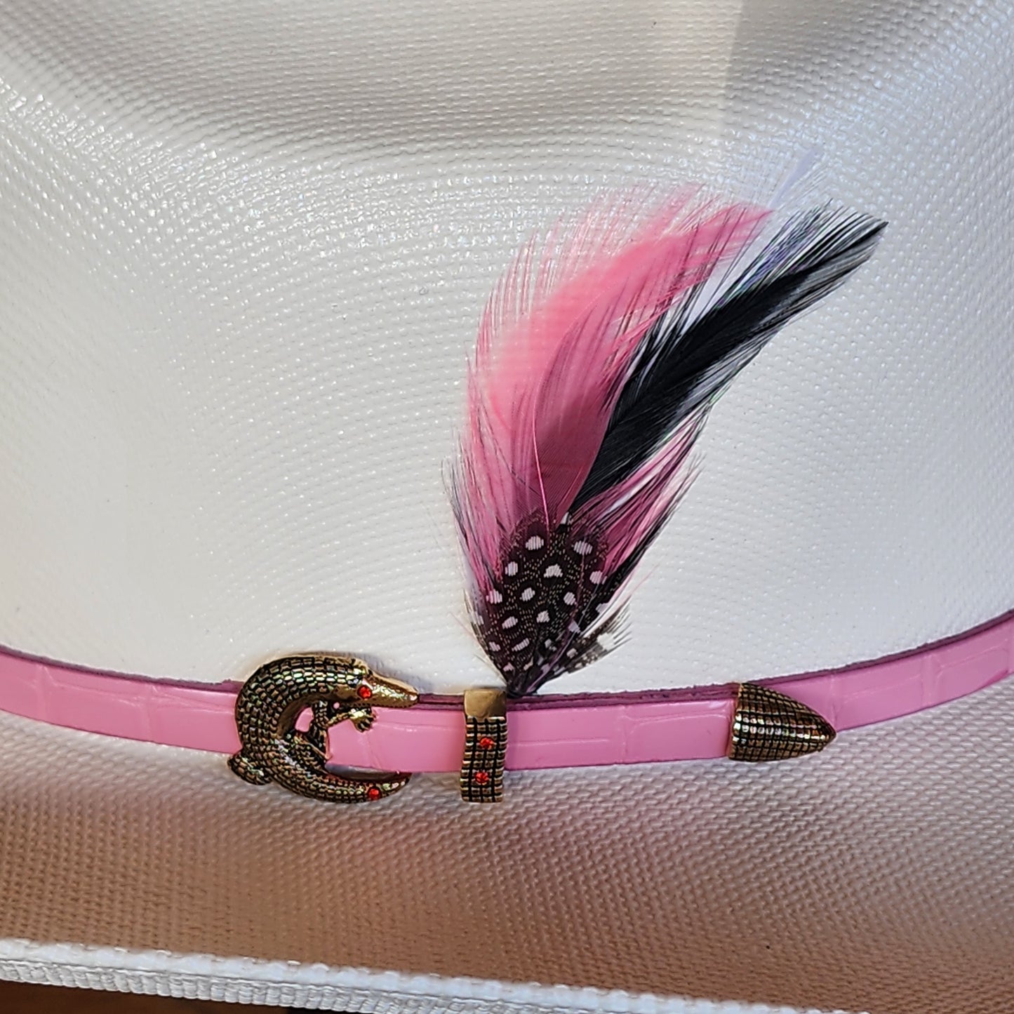 Laredo Straw Hat Telar "LA DAMA" Regular Crown 1000x Estilo Sinaloa WHITE/PINK