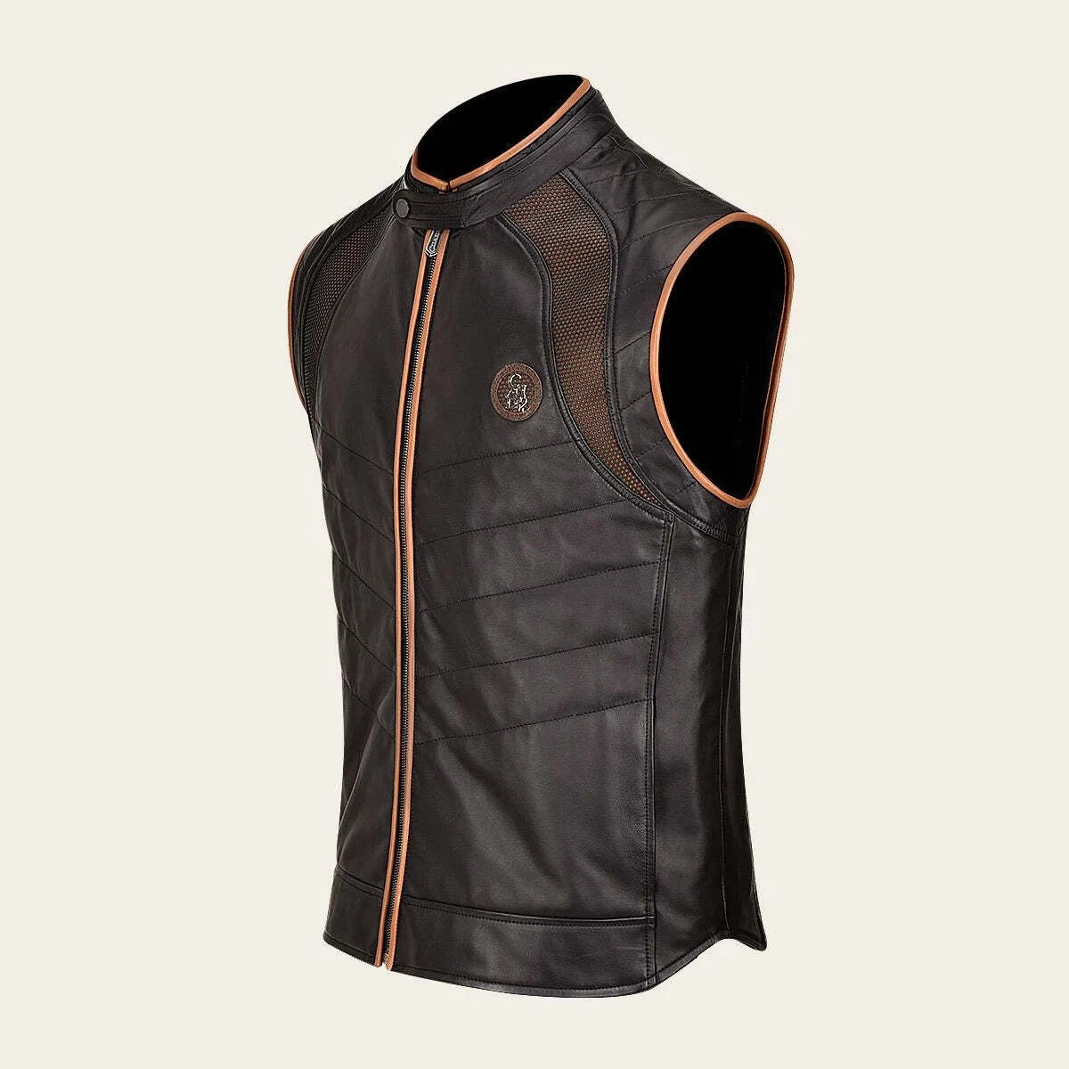 Cuadra Men's Black Lamb Leather Casual Vest