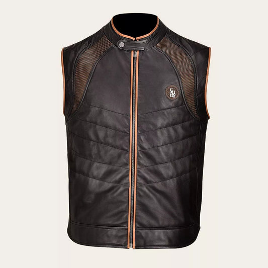 Cuadra Men's Black Lamb Leather Casual Vest