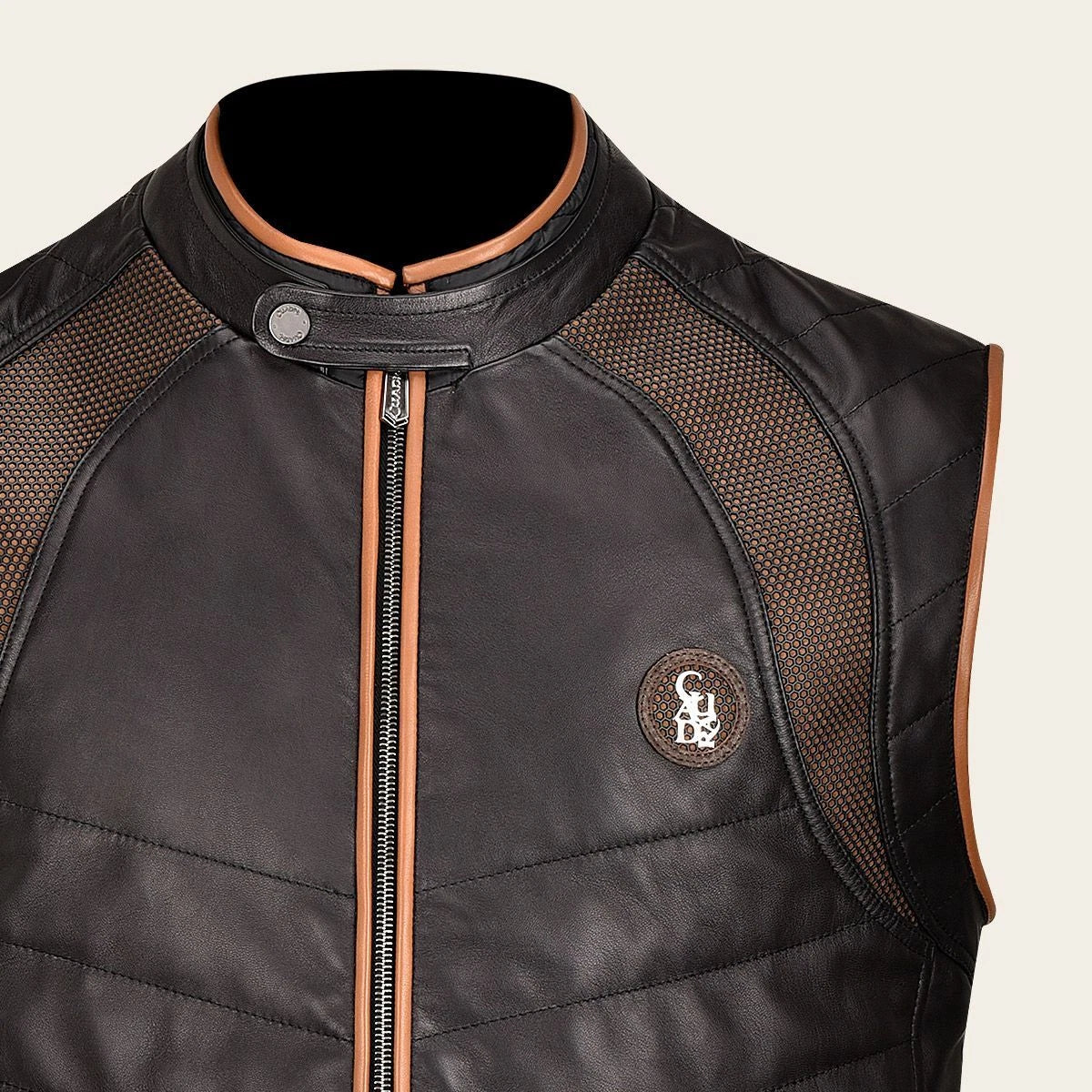 Cuadra Men's Black Lamb Leather Casual Vest