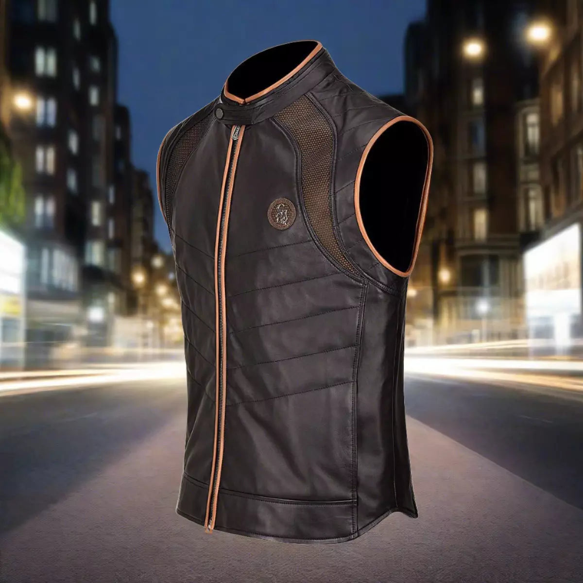Cuadra Men's Black Lamb Leather Casual Vest