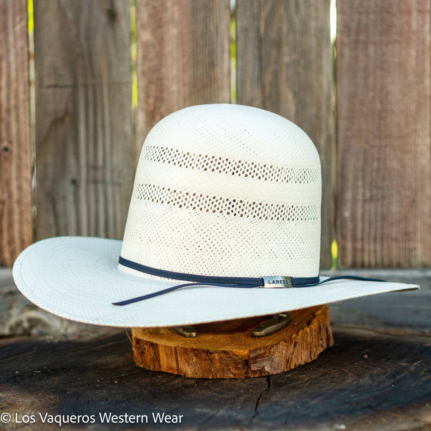 Laredo Straw Hat Tall Crown Two Rounds White