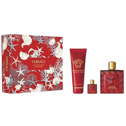 Versace Eros Flame Gift Set Man Eau de Parfum Natural Spray 3.4 Oz
