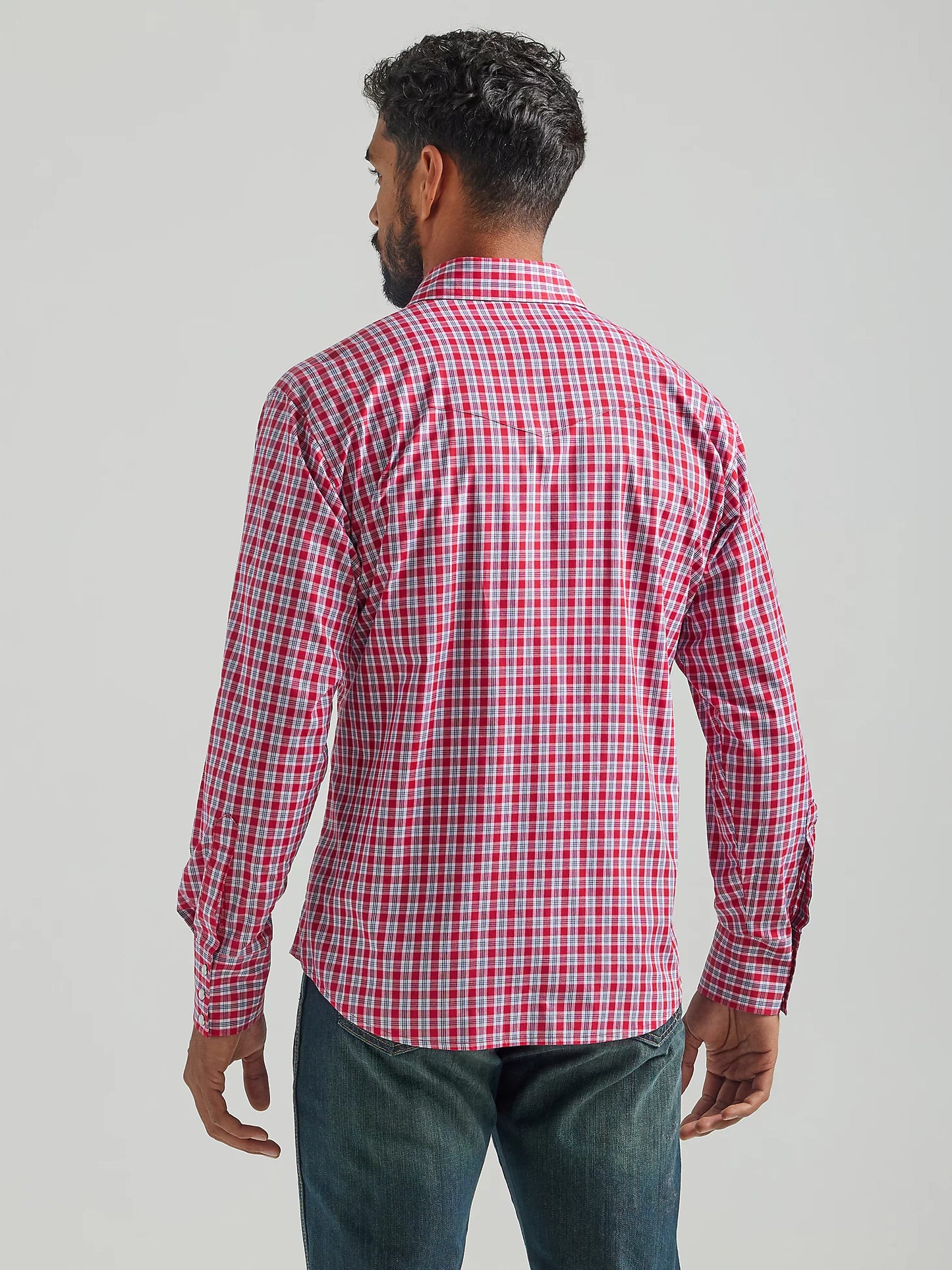 Men's Wrangler® Wrinkle Resist Long Sleeve Shirt in Red