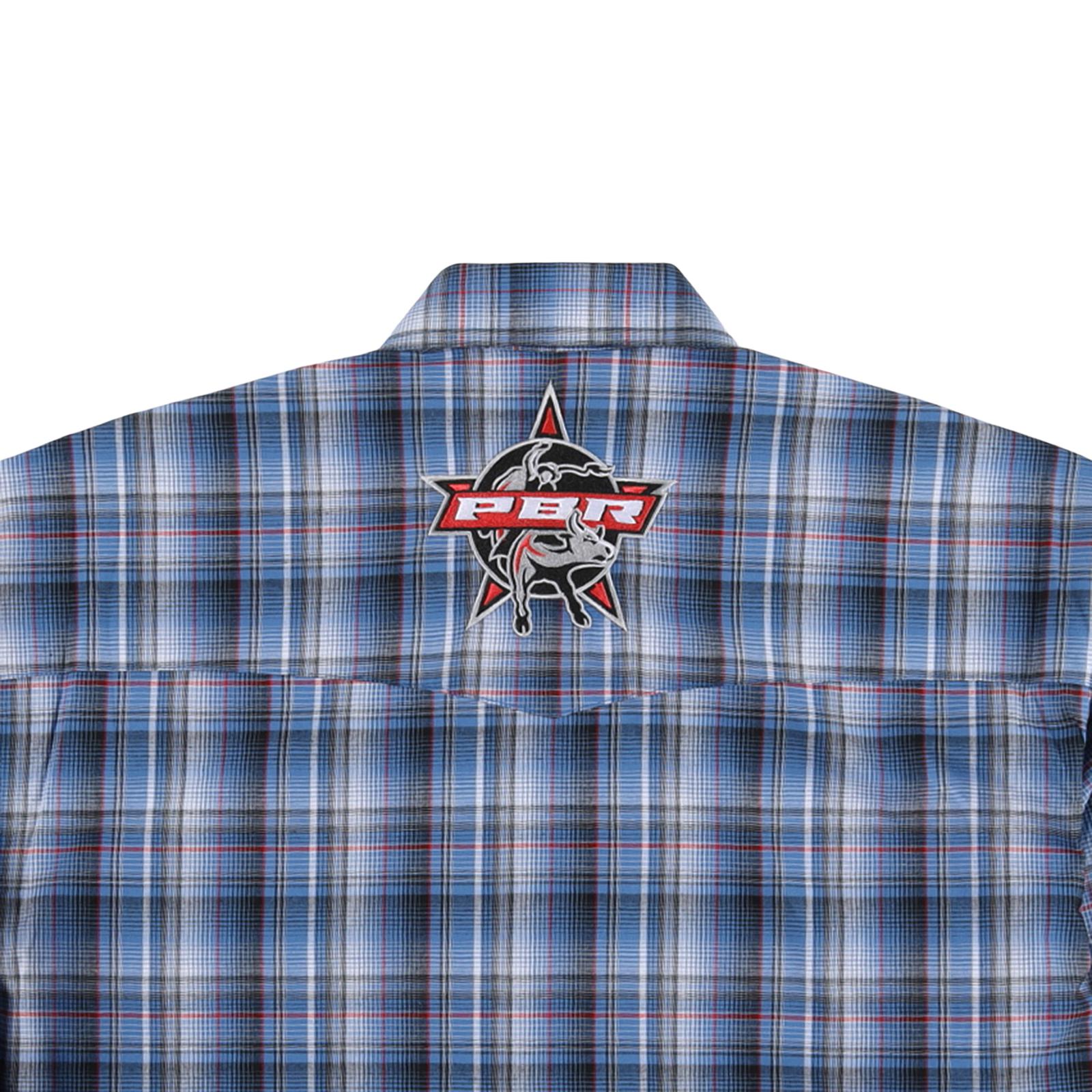 pbr dress shirts Wrangler 112359482 Mens PBR Long Sleeve Logo Shirt Cloudy Diamonds Gre J.C. Western Wear