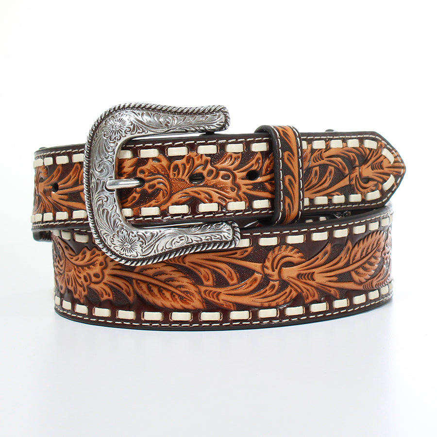 Ariat Men's 1 7/8-1 1/2 Floral Embossed Men's Belt – Los Vaqueros ...